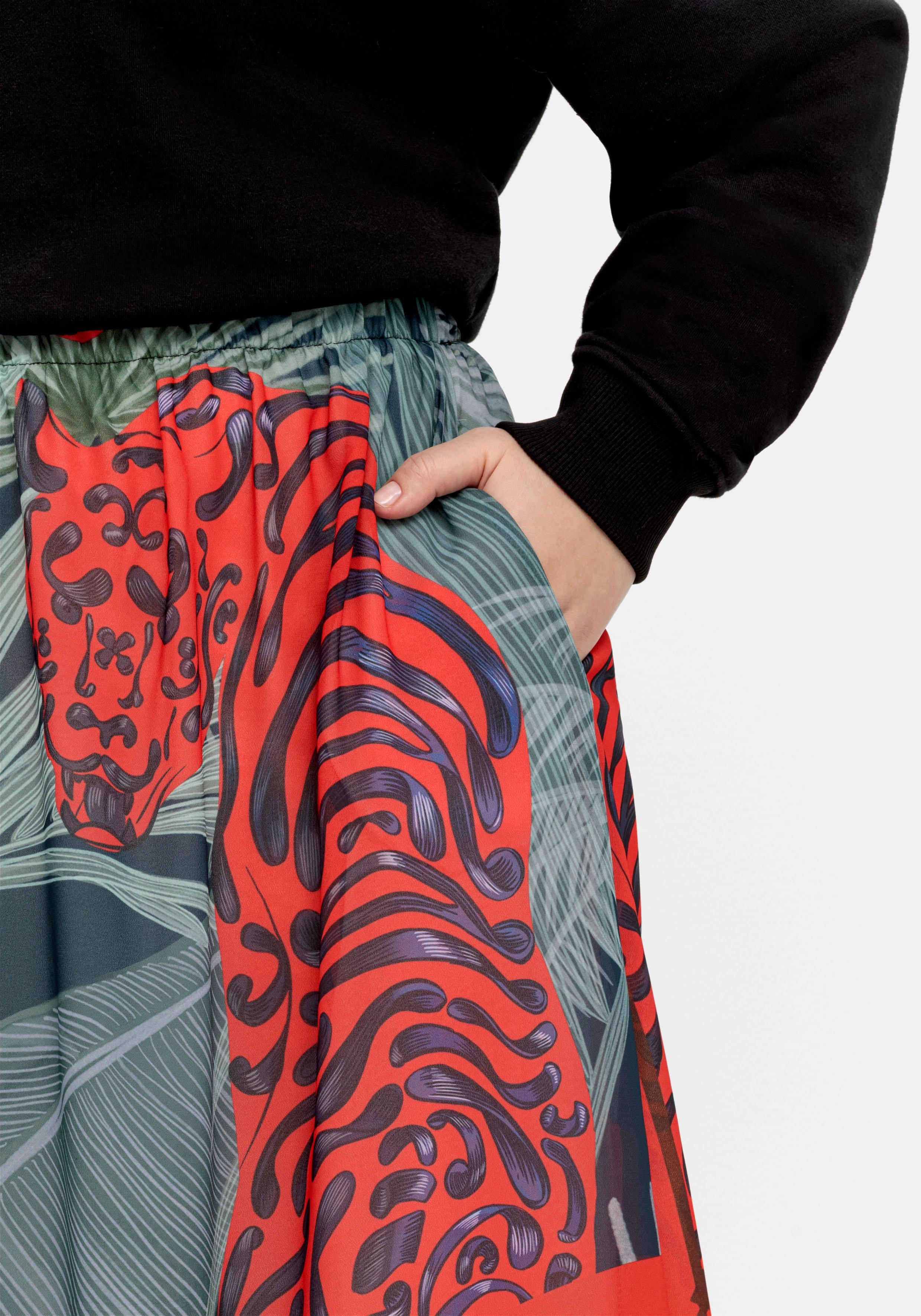 Maxirock aus Chiffon, mit Tropical Print