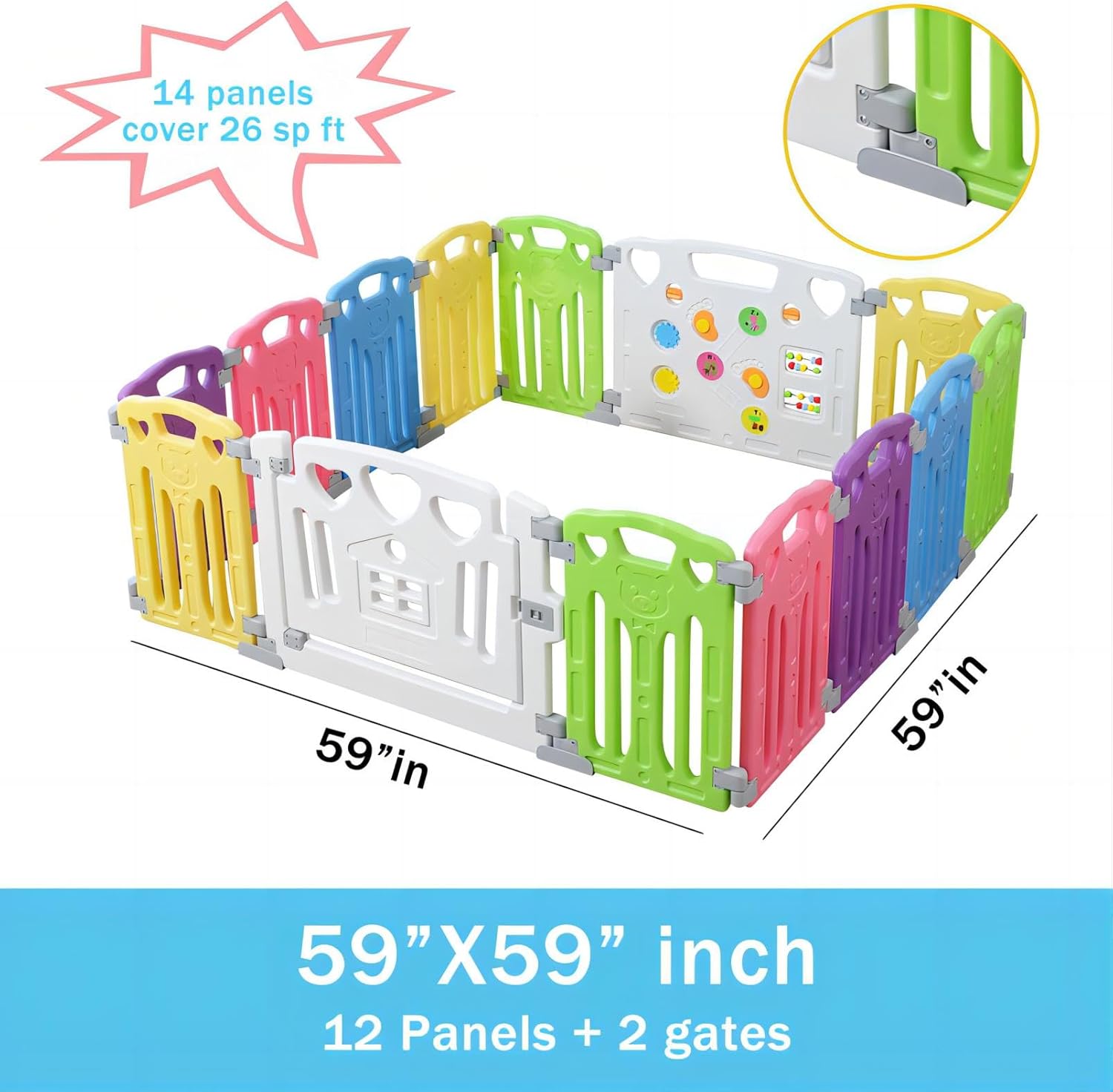 Gupamiga Parc Bebe Modulable 150 x 180 cm, Parc Enfant, Parc de Jeux Bébé, Blanc