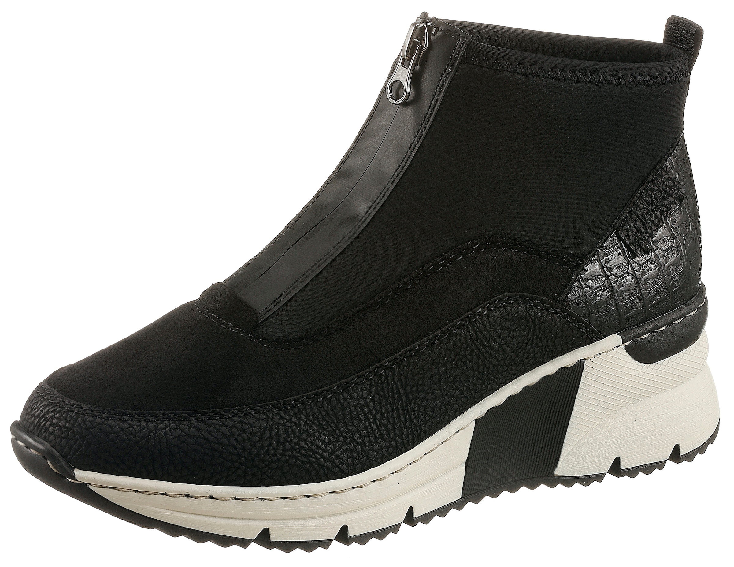 Rieker Schlupfboots  Stiefelette, High Top Sneaker mit Reissverschluss auf der Vorderseite