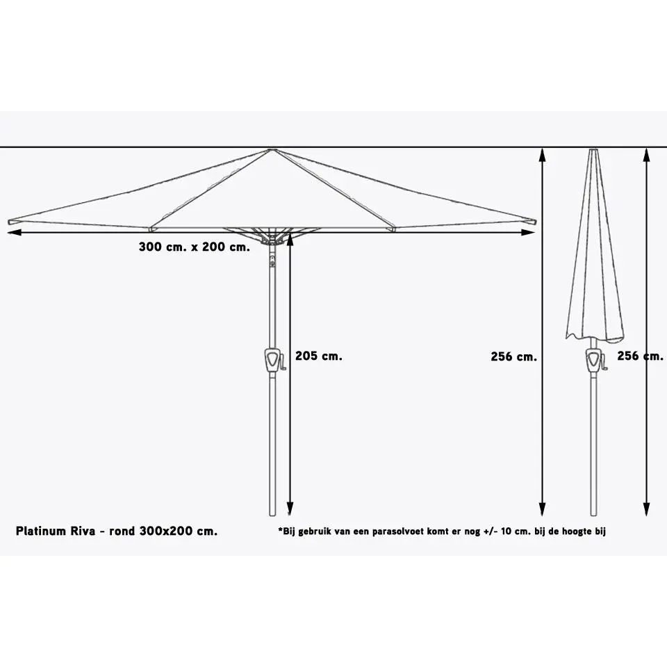 Platinum Riva stokparasol 3x2 m. - Ecru