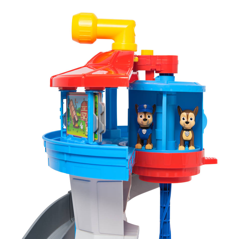 PAW Patrol speelfigurenset uitkijktoren met 2 Chase-figuren en auto