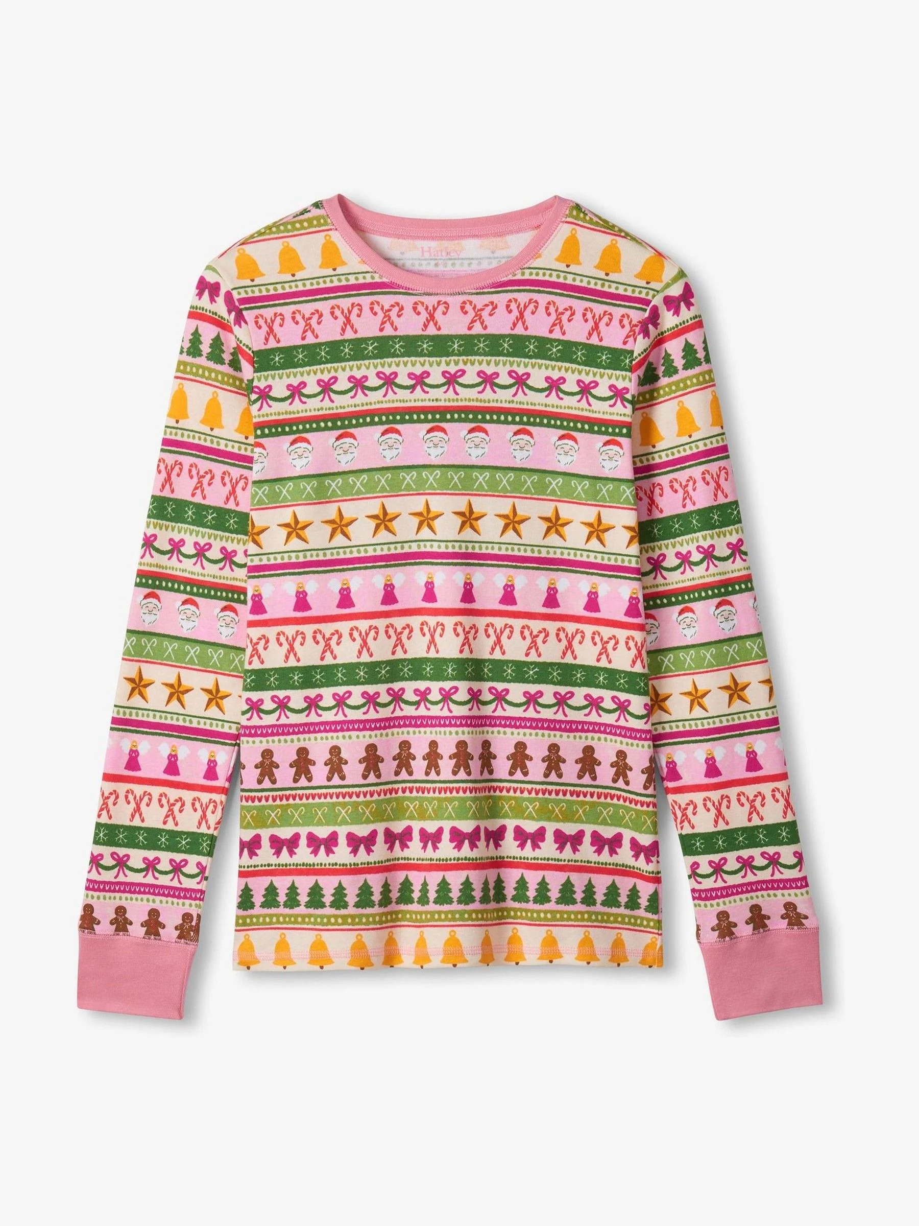 Hatley Pink Fun Fair Isle Christmas Women's Rib Cotton Pyjama Set