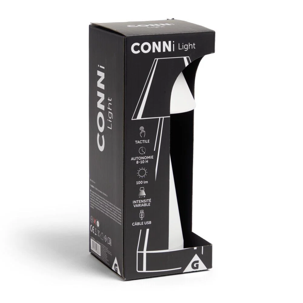 Lampe de table Conni USB tactile blanche Ø9,5xH22,5cm