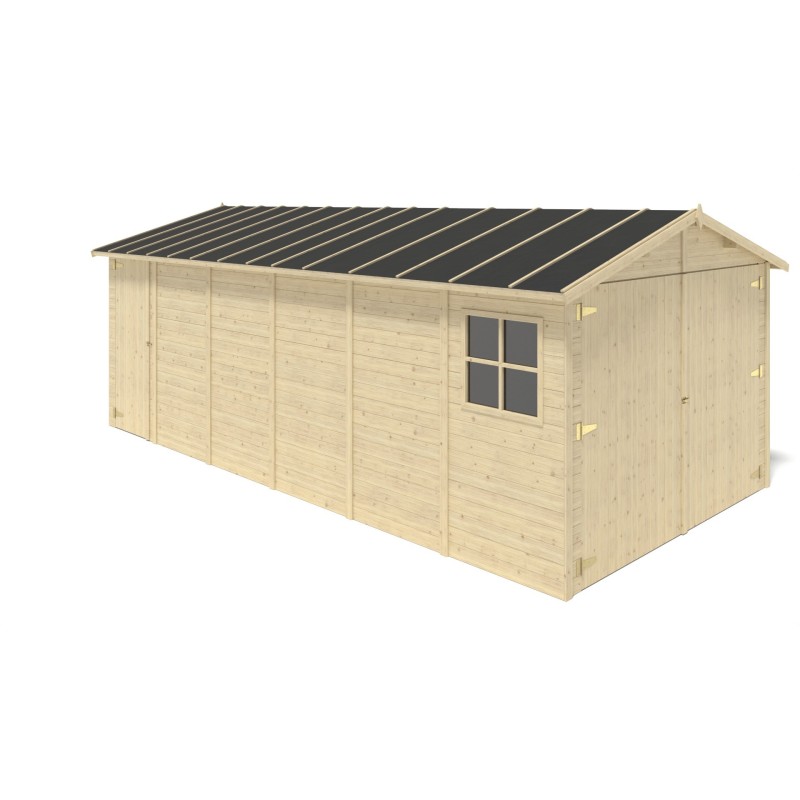 Garage en bois - 18,19m2 - 3,05x5,91m - ep. 18mm - couleur: naturel