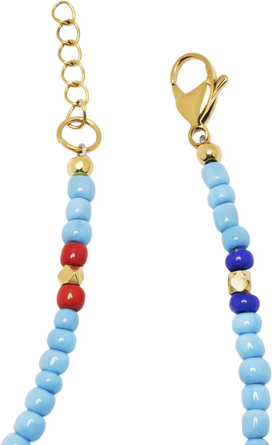 Nialaya The Mykonos Collection - Vintage Turquoise, Red, and Blue Glass Bead Multi
