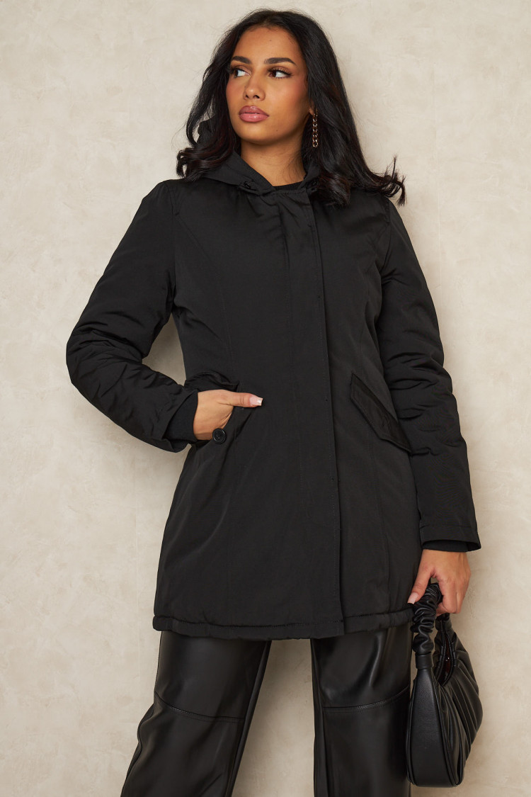 Parka noire mi-longue