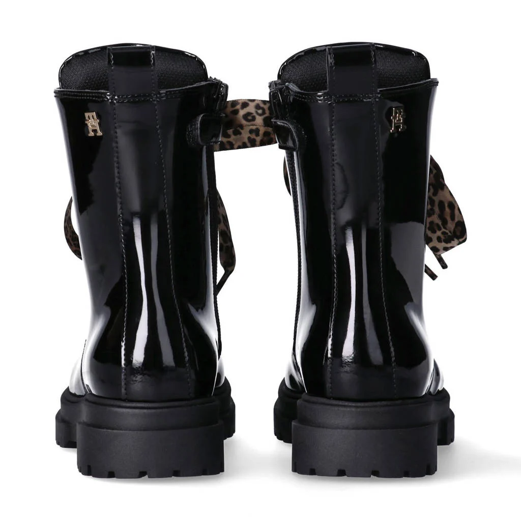 Tommy Hilfiger lak veterboots zwart