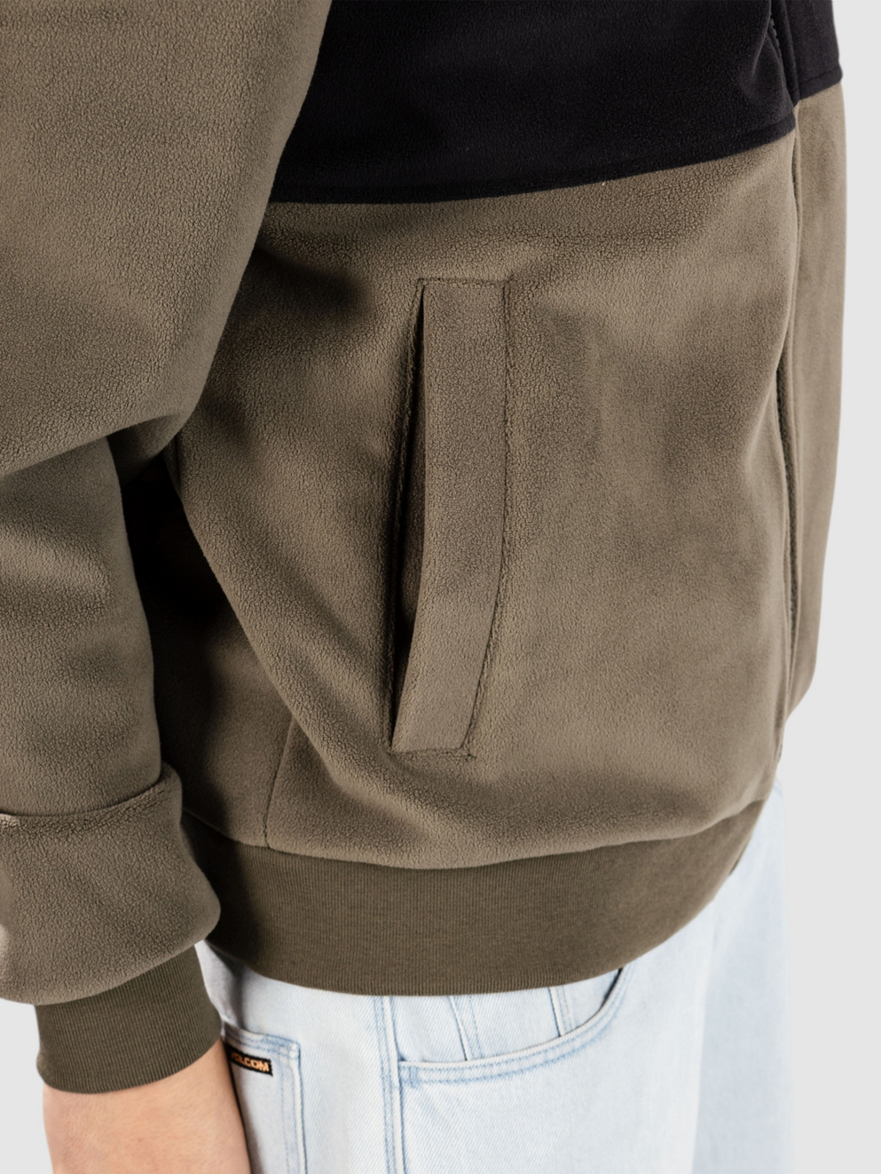 Urban Classics Colour Block Polar Fleece Fleece Jacket black/olive