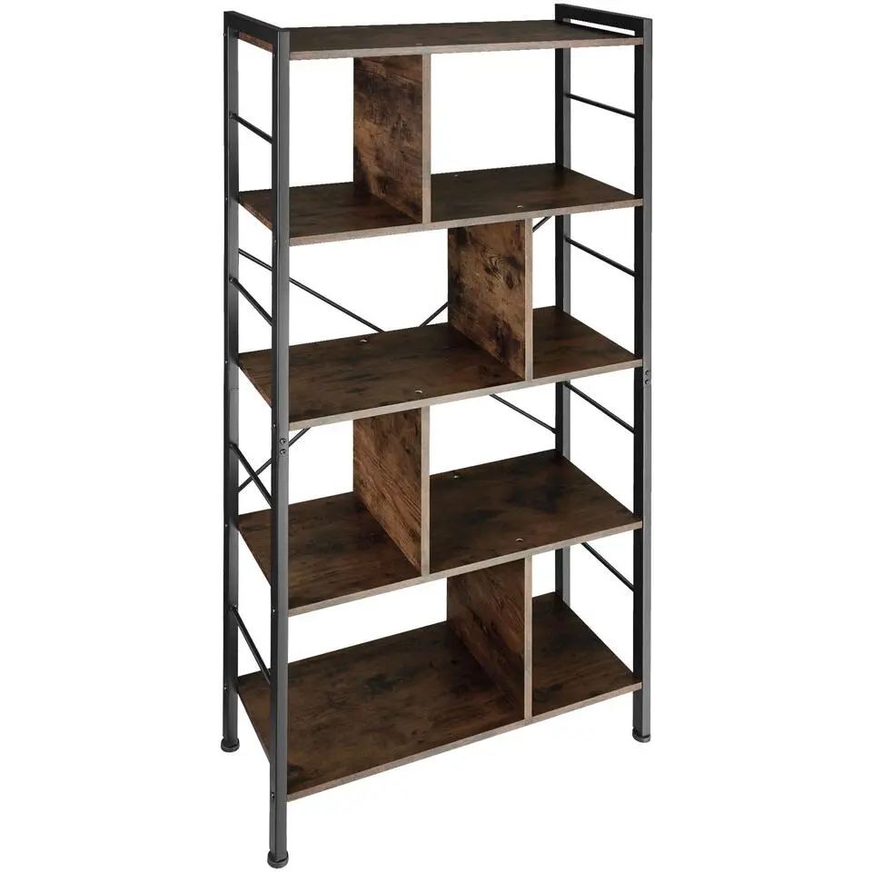 tectake Wandkast Charleston 75.5x30x155cm, Industrieel Hout Donker, Rustiek