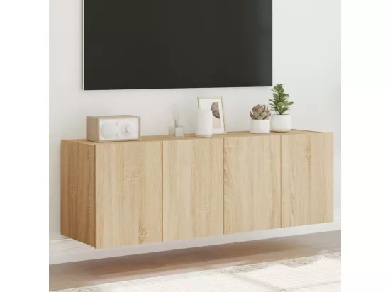 Meubles TV muraux lumières LED 2 pcs chêne sonoma 60x35x41 cm