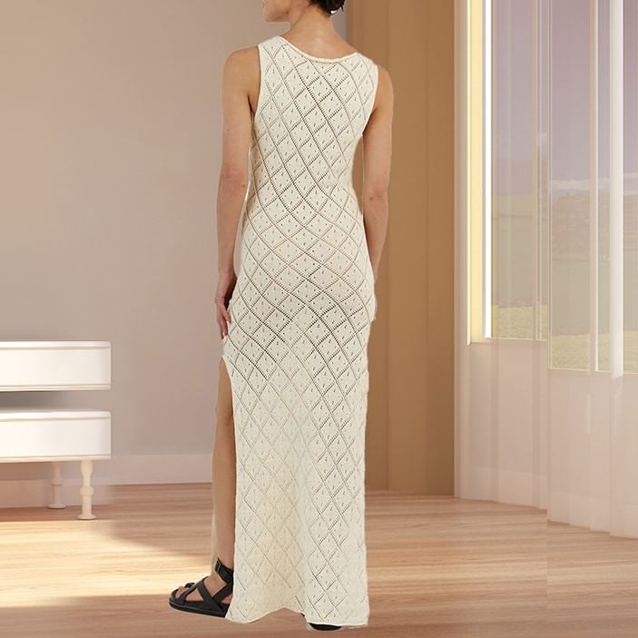 Parisocrates - Mouwloze maxi-jurk met puntige zoom