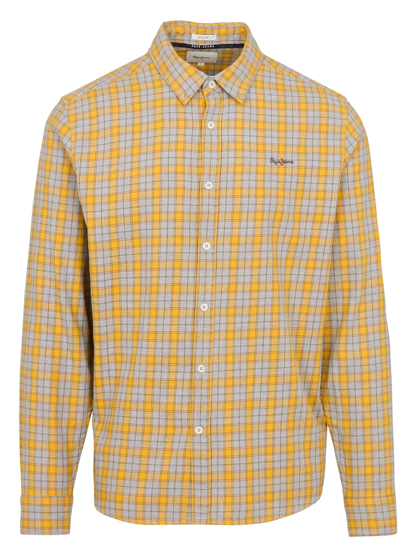 Chemise regular à carreaux en coton | Jaune
