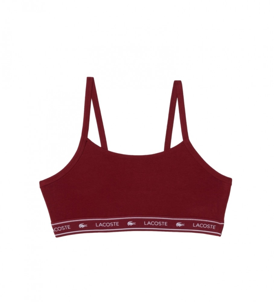 Sutiã Lacoste Bralette Bandeau com Logo Borgonha