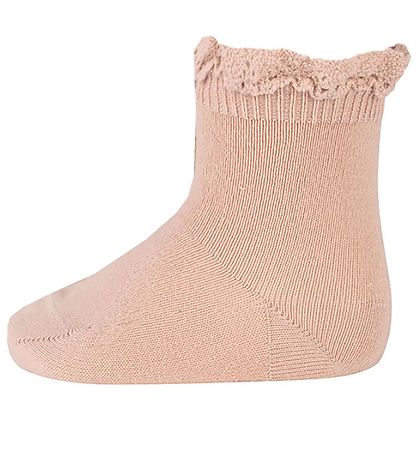 Condor Socken m. Spitzenbordüre - Rosa