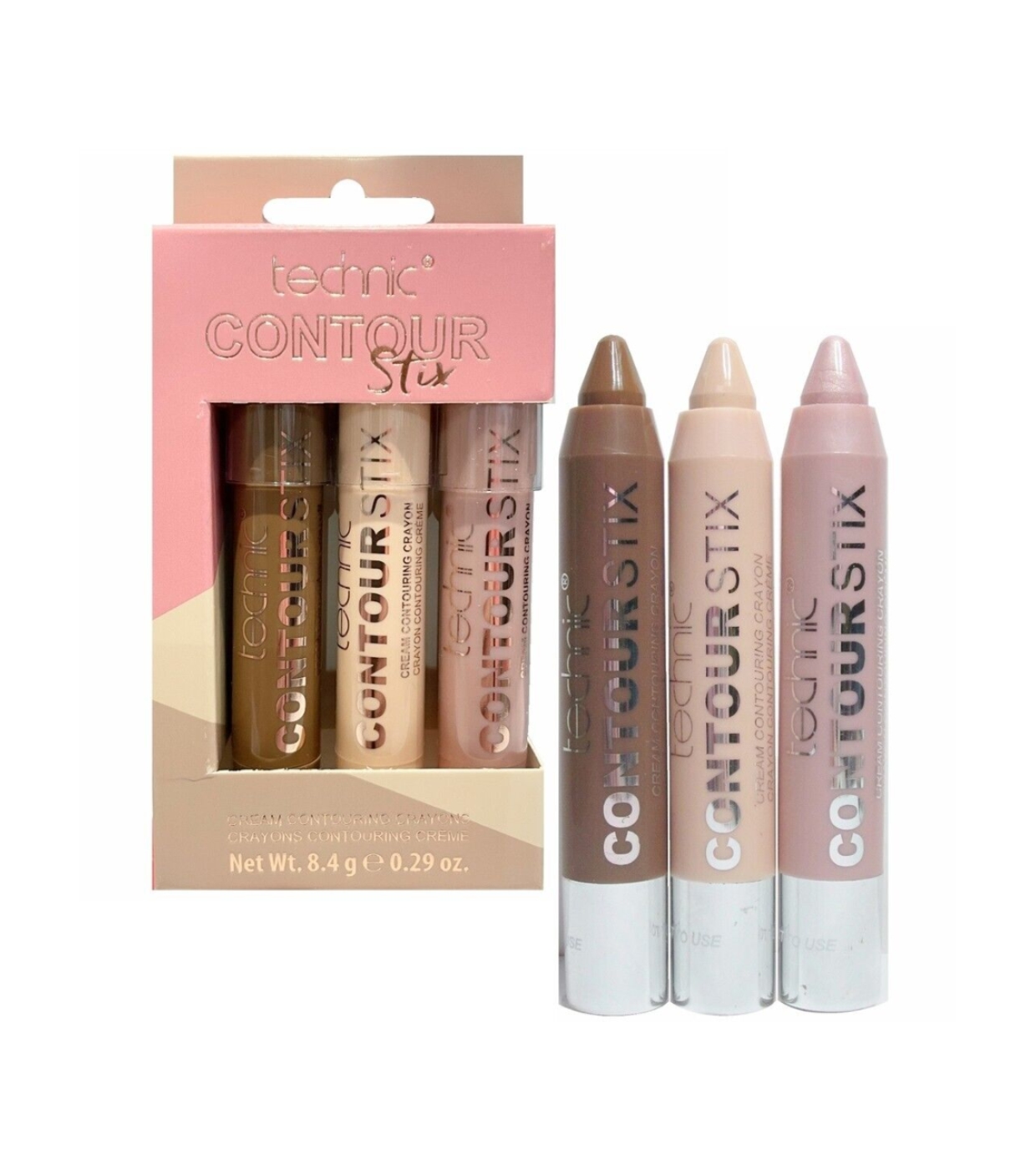 Technic Cosmetics - Kit de lápis de contorno e highlighter em creme Contour Stix