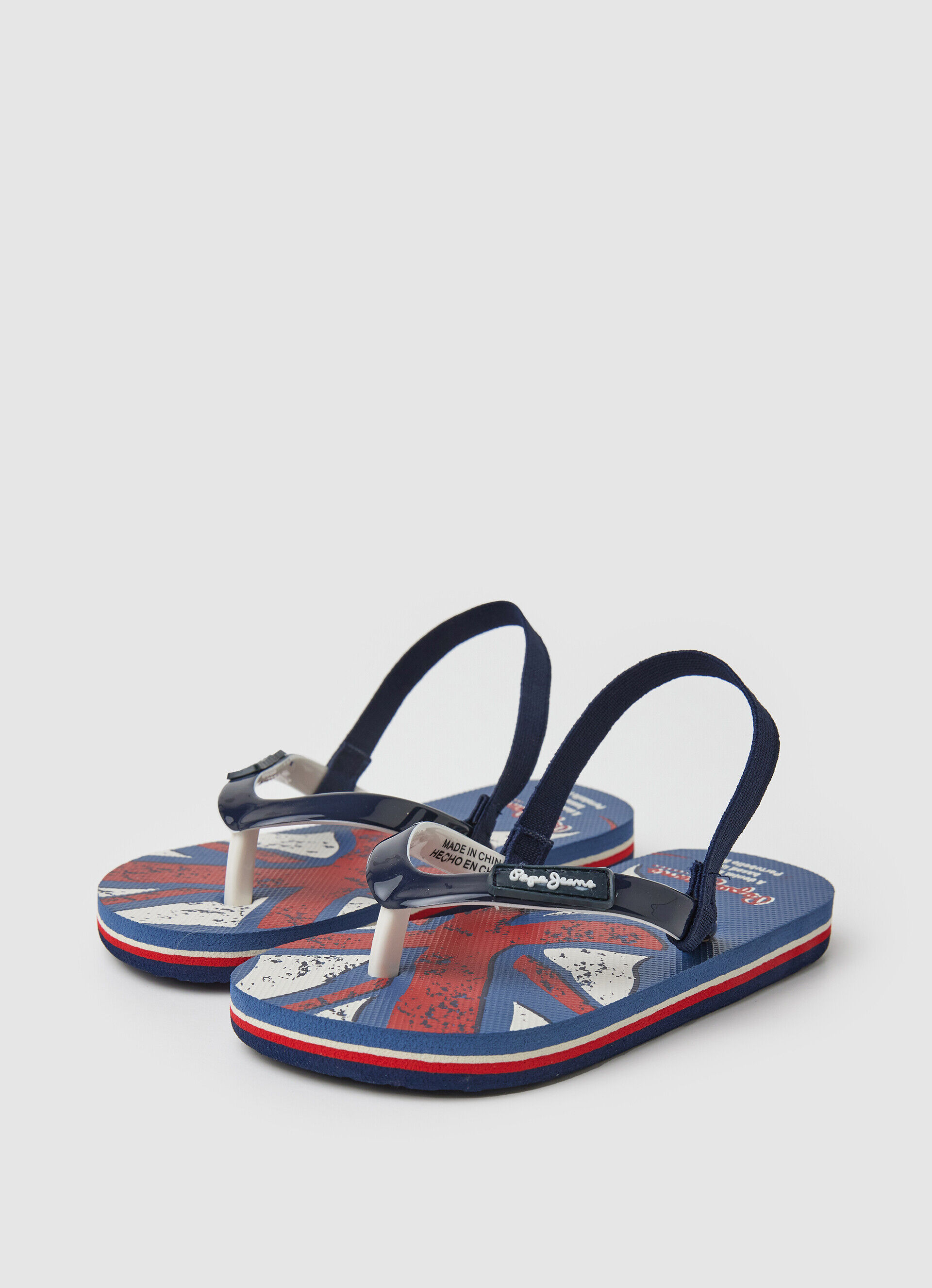 Chinelo de dedo com estampa de bandeira de praia - azul marinho