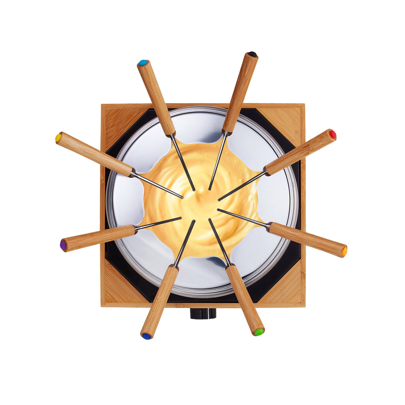 Kitchencook Appareil de fondue avec base en bambou ecowood inox multicolore