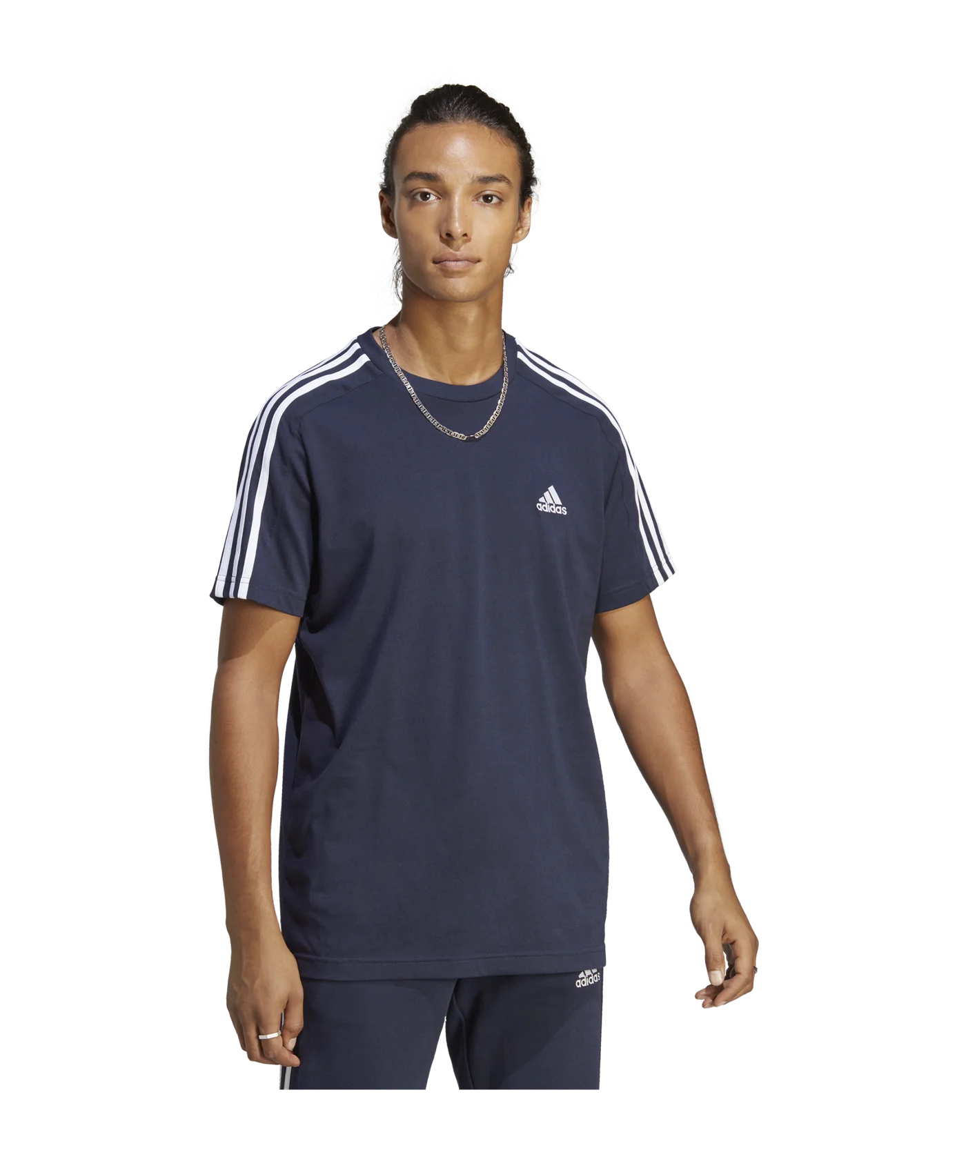 adidas 3S Single Jersey T-Shirt Blau Weiss