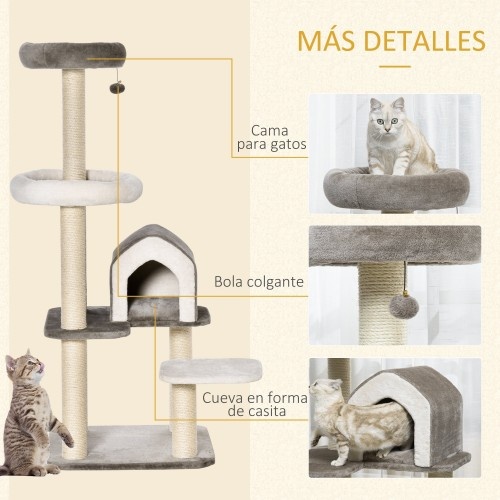 Arranhador PawHut com caverna marrom para gatos grandes