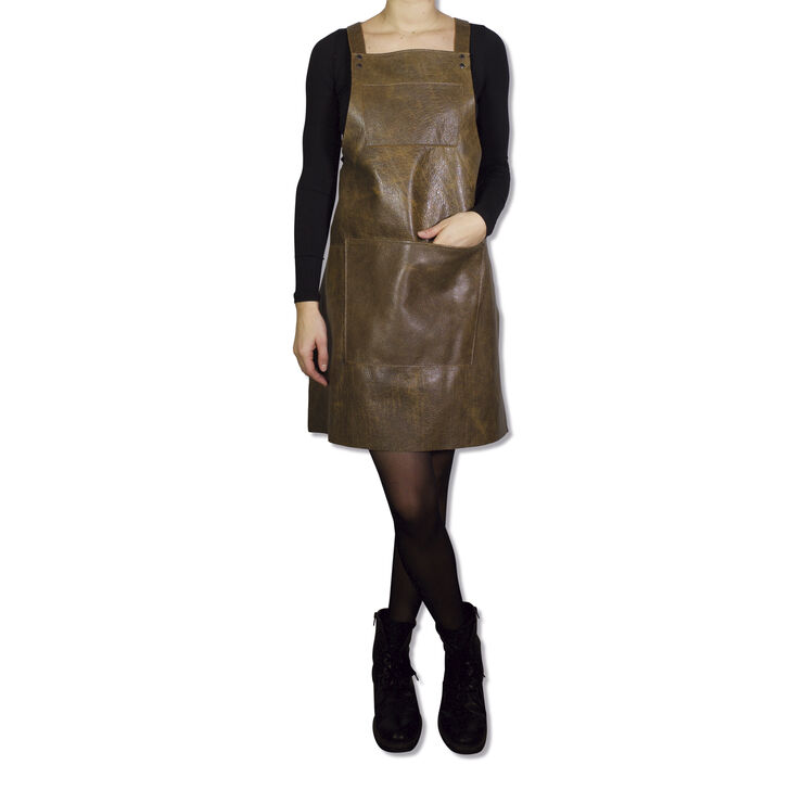 DutchDeluxes Læderforklæde Suspender Serie Apron Vintage Brown Brun