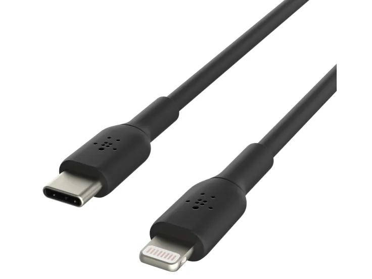 Belkin BoostCharge - Lightning-kabel - 24 pin USB-C han til Lightning han - 1 m - sort - USB Power Delivery (18 W)