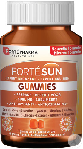 Forté Pharma Forté Sun Expert Bronzage Gummies Complément Alimentaire Gout Framboise 60 Gommes
