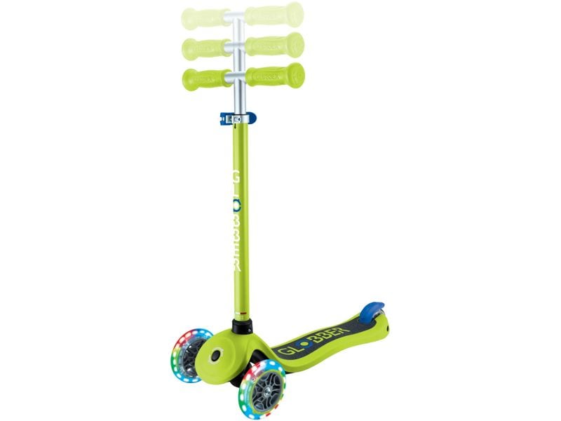 GLOBBER Scooter Primo Lights Limettengrün 3-Rad-Roller mit Beleuchtung für Kinder
