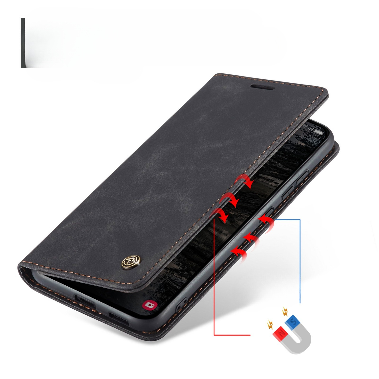 Samsung Galaxy S25 FE Leder Tasche Flip Wallet Etui mit Kartenfächern - Schwarz