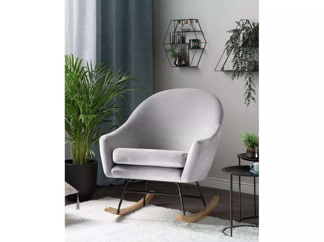 Fauteuil à bascule OXIE Velours Gris clair