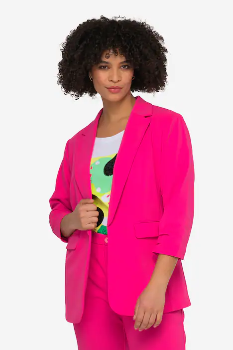 Blazer, offene Form, Reverskragen, Langarm, pink