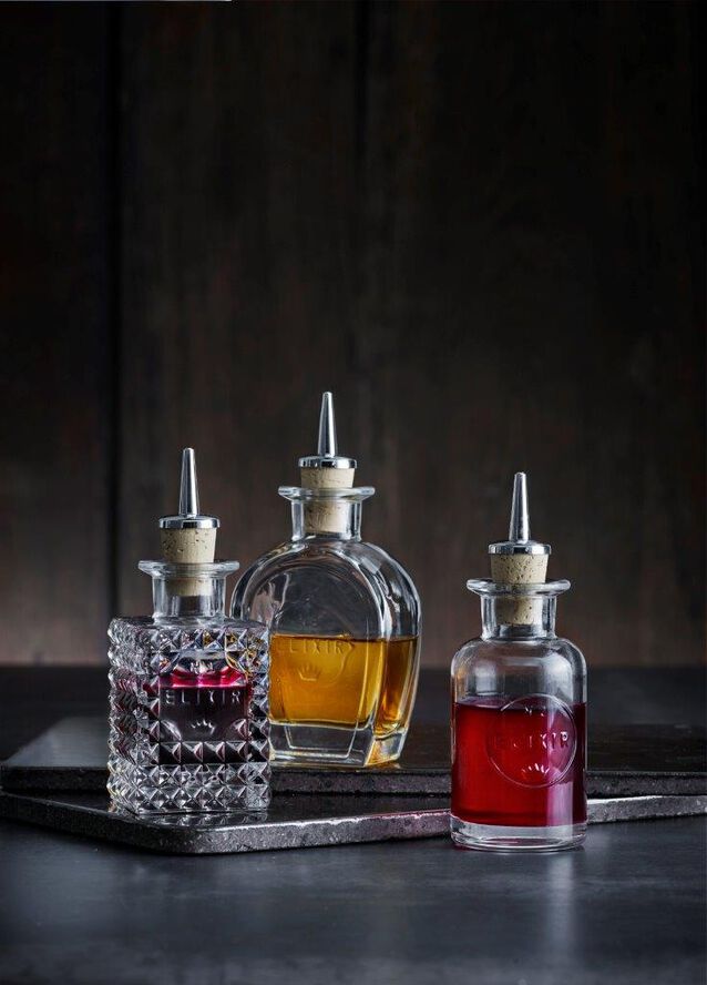 Luigi Bormioli Elixir No2 flaske med skænkeprop rund 10 cl. Transparent, stål