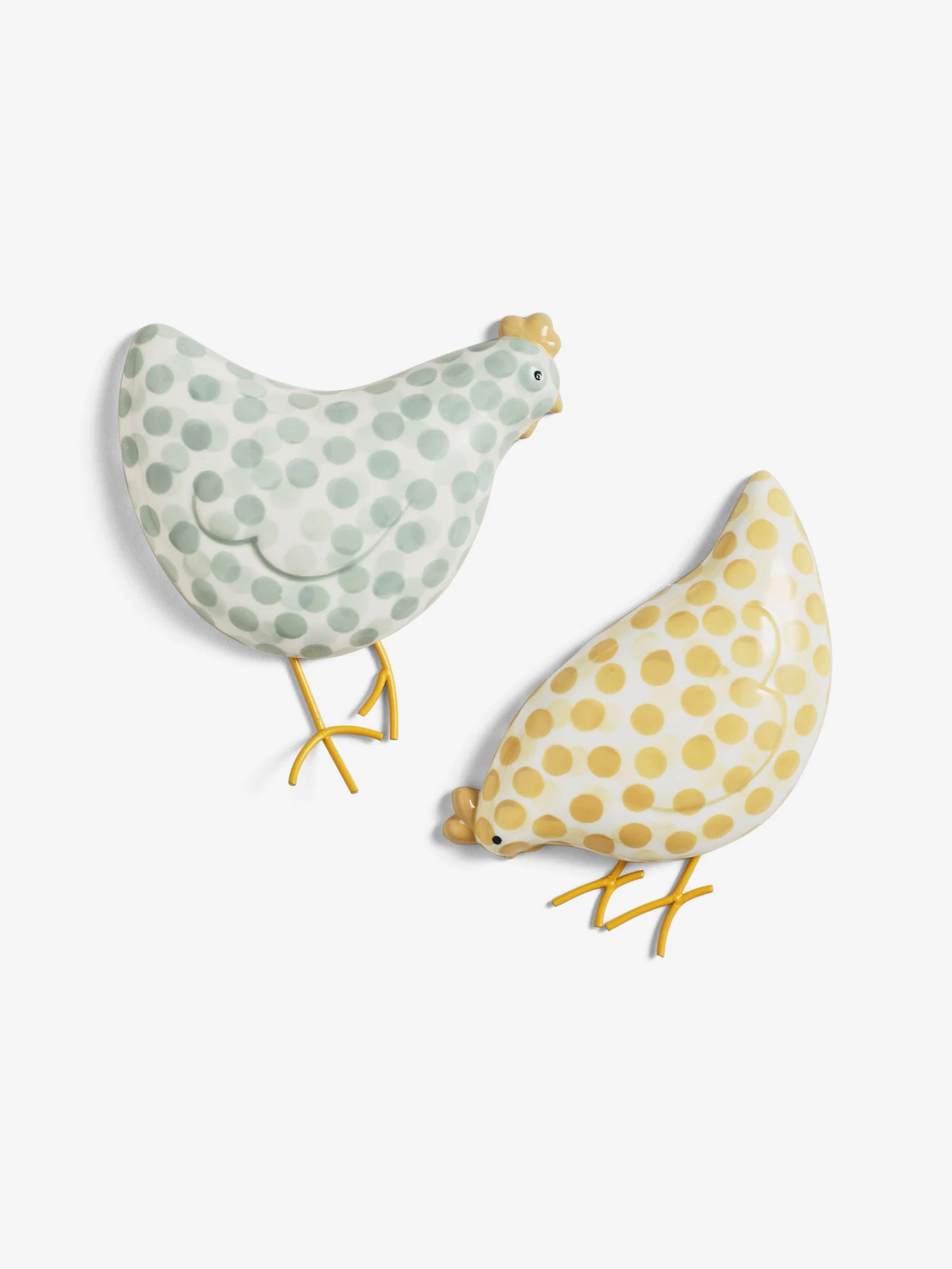 Set of 2 Pat and Peggy Chicken Ceramic Wall Plaques