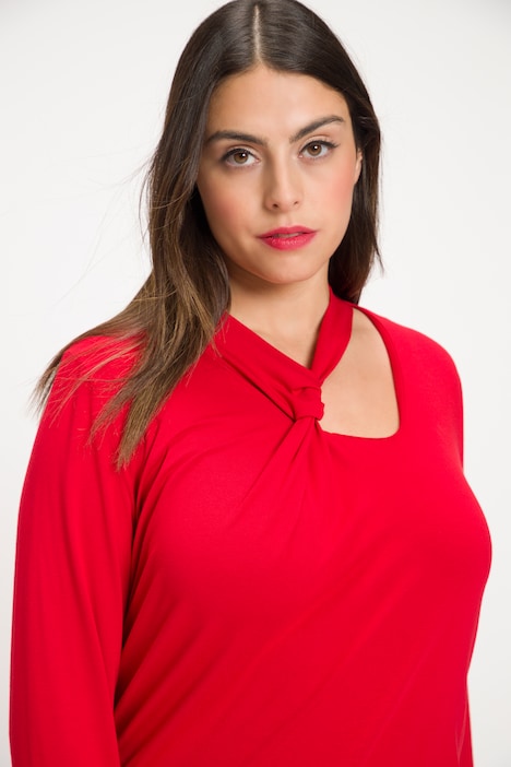 Shirt, Cut-Out, Slim, drapierter V-Ausschnitt, Langarm