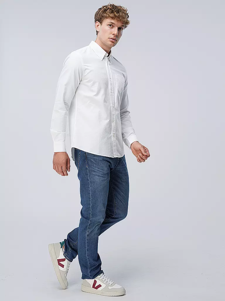NUDIE JEANS Hemd Slim Fit JOHN weiss