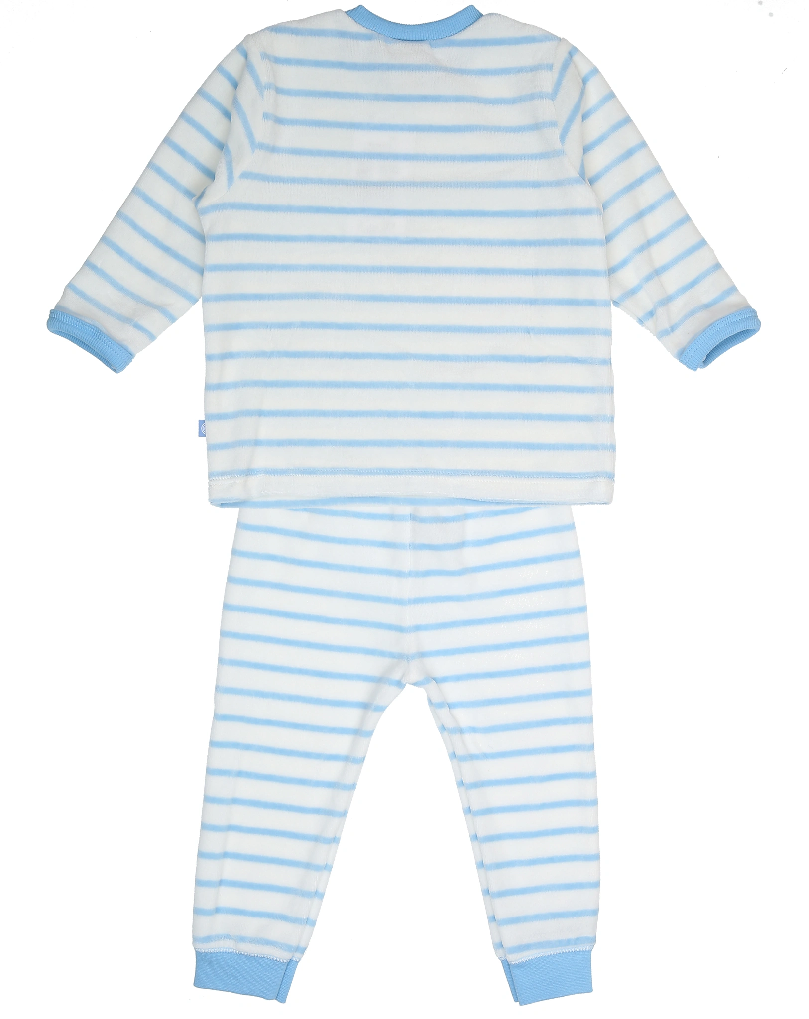 Nicki-Schlafanzug lang BEAR gestreift in aqua