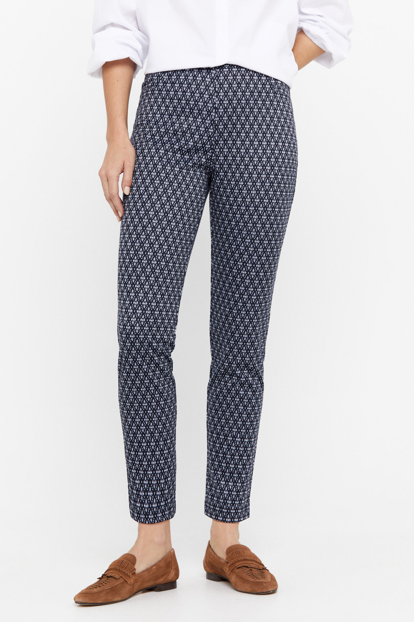 Calça legging estampada, estilo calça social - Estampa azul