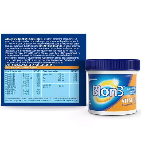 Suplemento alimentar Bion 3 Vitality - Tratamento de 1 mês - 30 comprimidos
