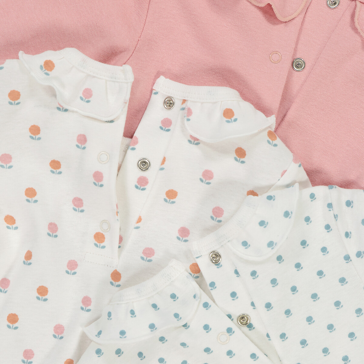 COLEÇÃO LA REDOUTE<br>Conjunto de 3 bodies de manga comprida com babado no decote