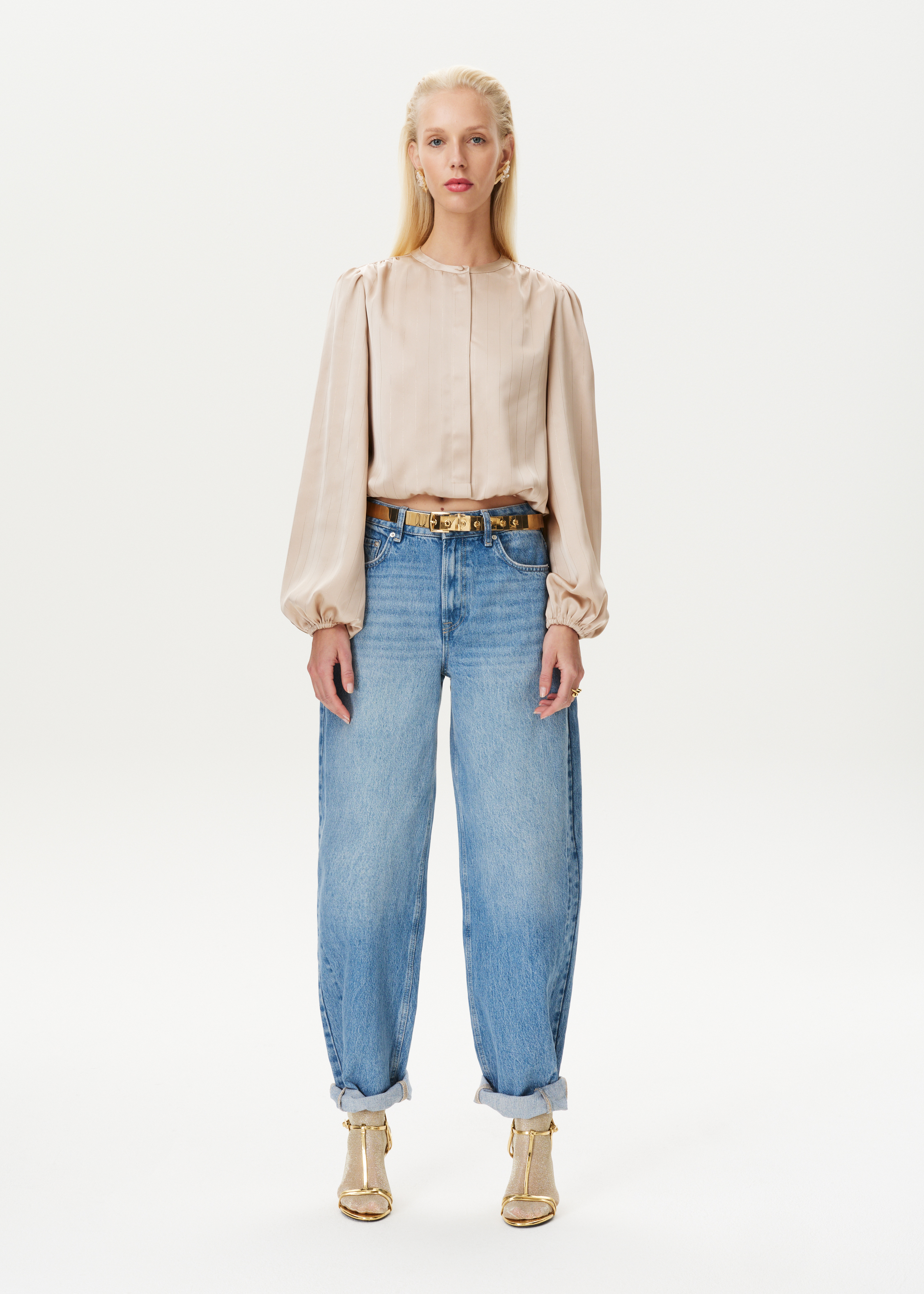 Satijnen blouse cropped