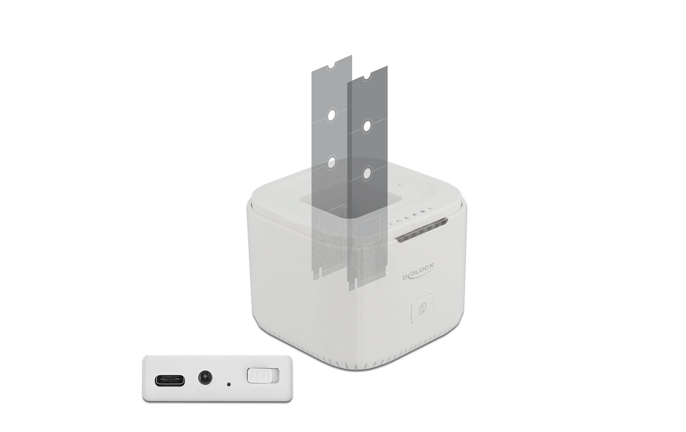 Dockingsstation M.2 NVME SSD Klon Station<br>Delock M.2 Dockingstation für 2 x M.2 NVMe PCIe SSD mit Klon Funktion