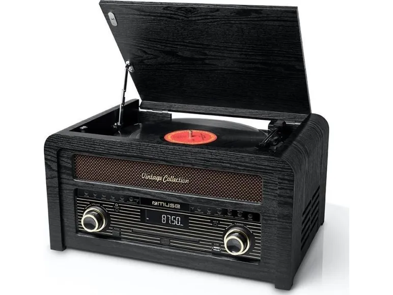 [OUTLET] - Muse MT-115 W, Sort, Guld, 33,45,78 rpm, Dreje, FM, CD, CD-R, CD-RW, J-formet tonearm