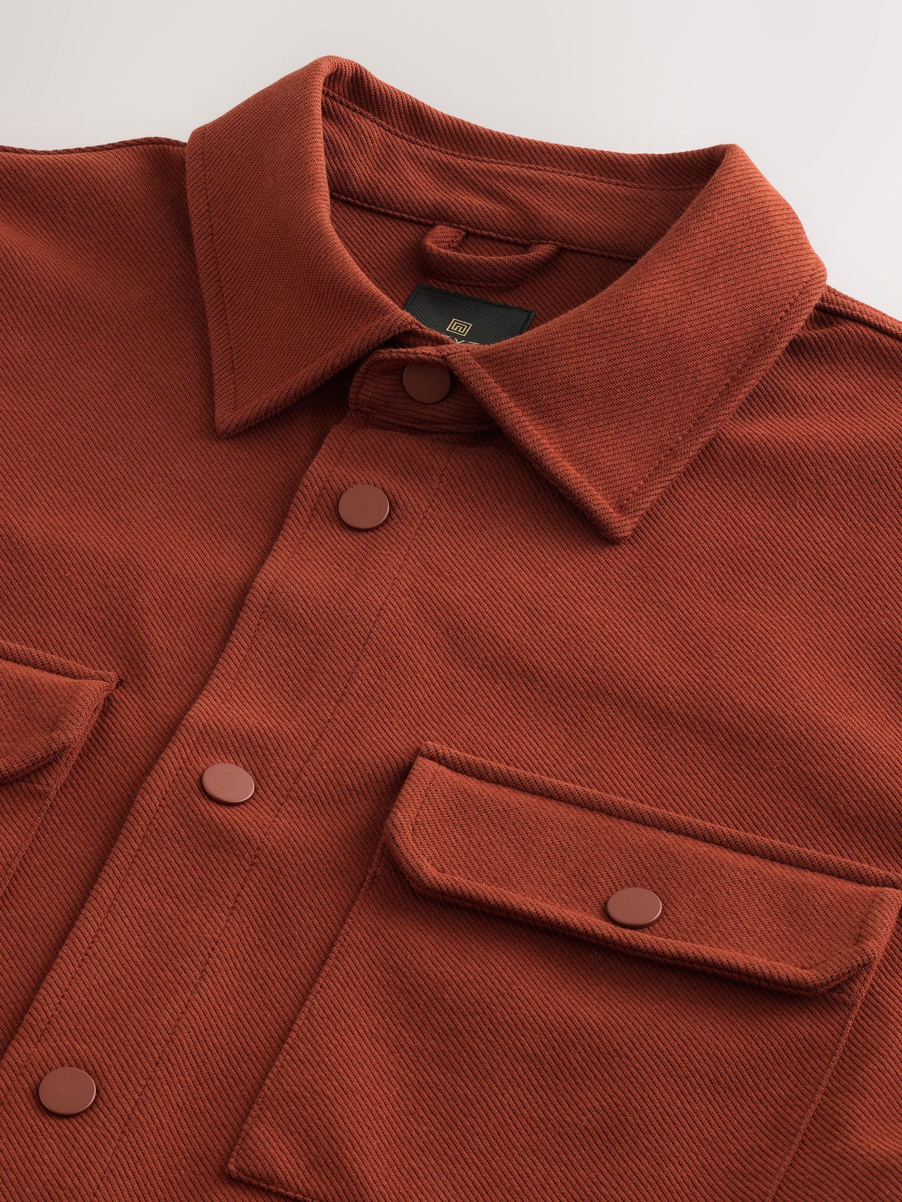 Roestbruin - Jersey keperstof Overshirt met drukknopen
