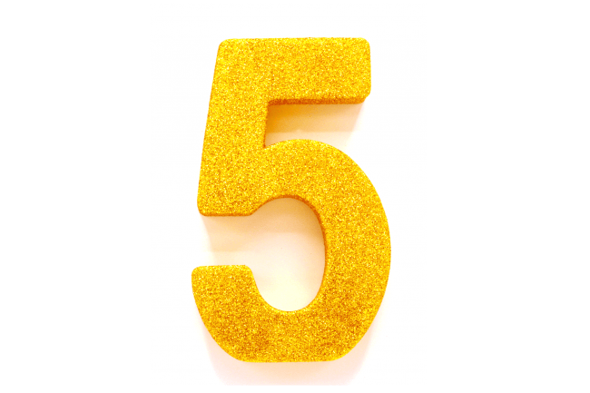 Goud Tafeldecoratie Cijfer 5 Glitter 20,5cm