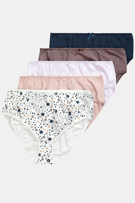 Midislips, 5er-Pack, Sternenmuster/uni