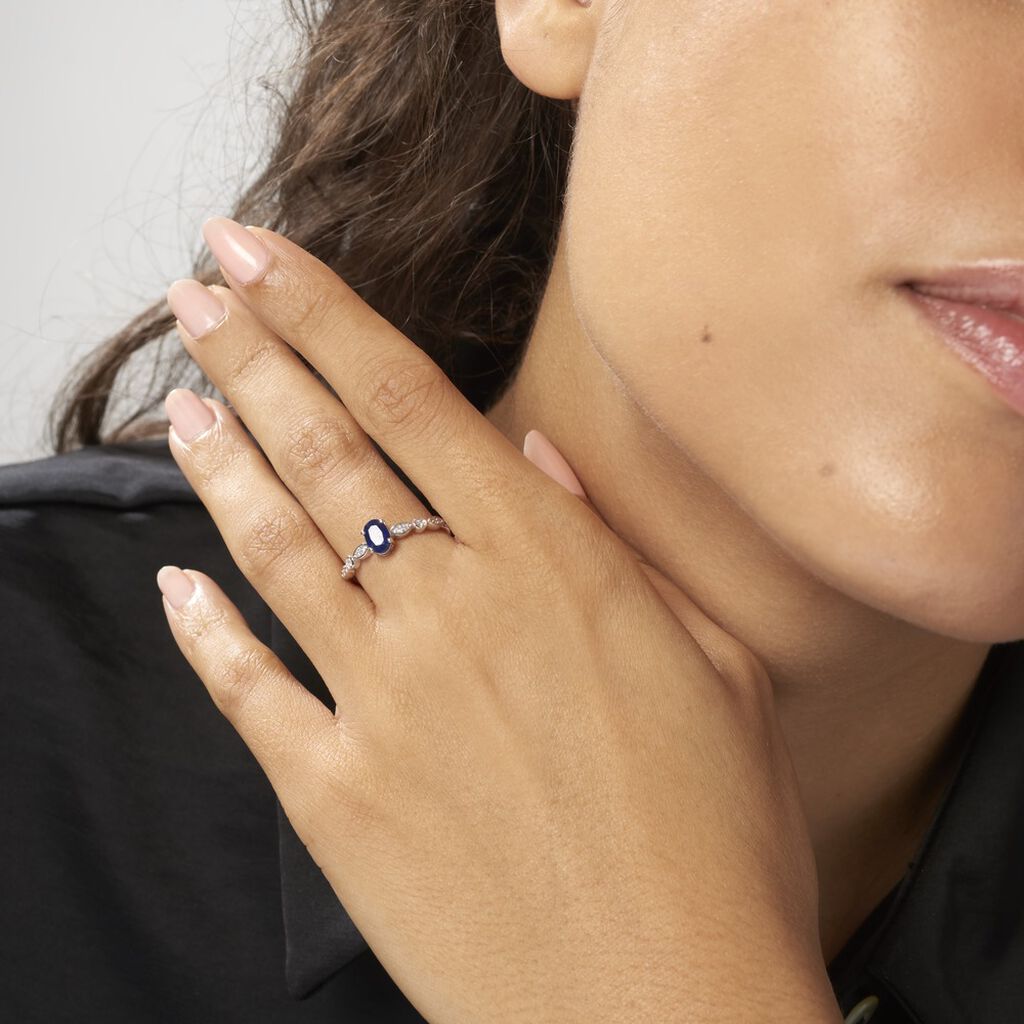 Bague Solitaire Michaela Or Blanc Saphir Et Diamant
