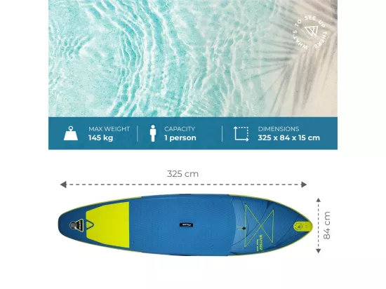 Sup Gonflable WATTSUP SAR 10'8 - 325x84x15cm Dropstitch - Pack Pagaie Leash Pompe Sac de Transport