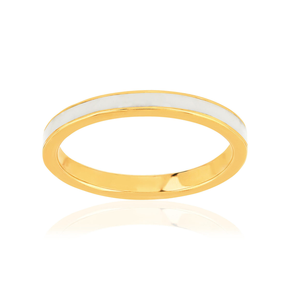Bague plaqué or jaune et résine blanche