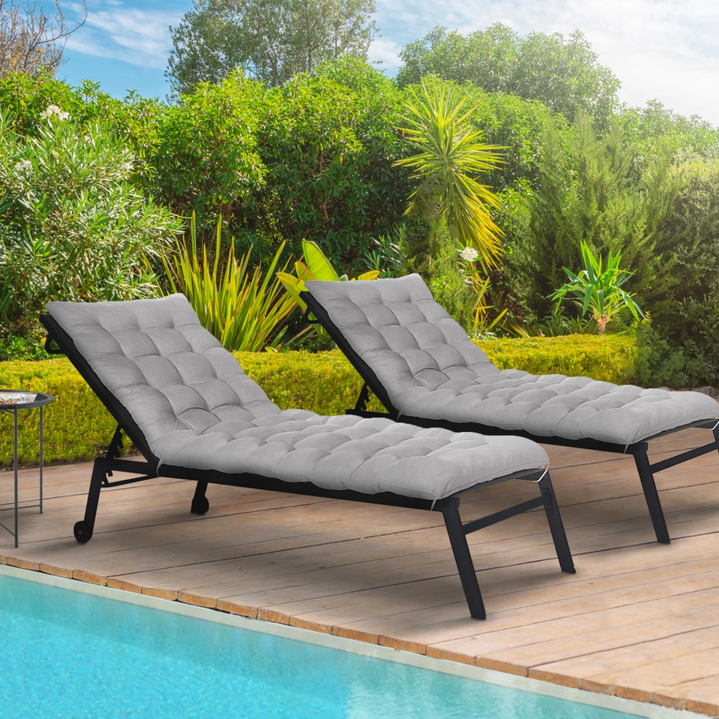 Lot de 2 coussins universels de transat ADAM 180 cm gris anthracite