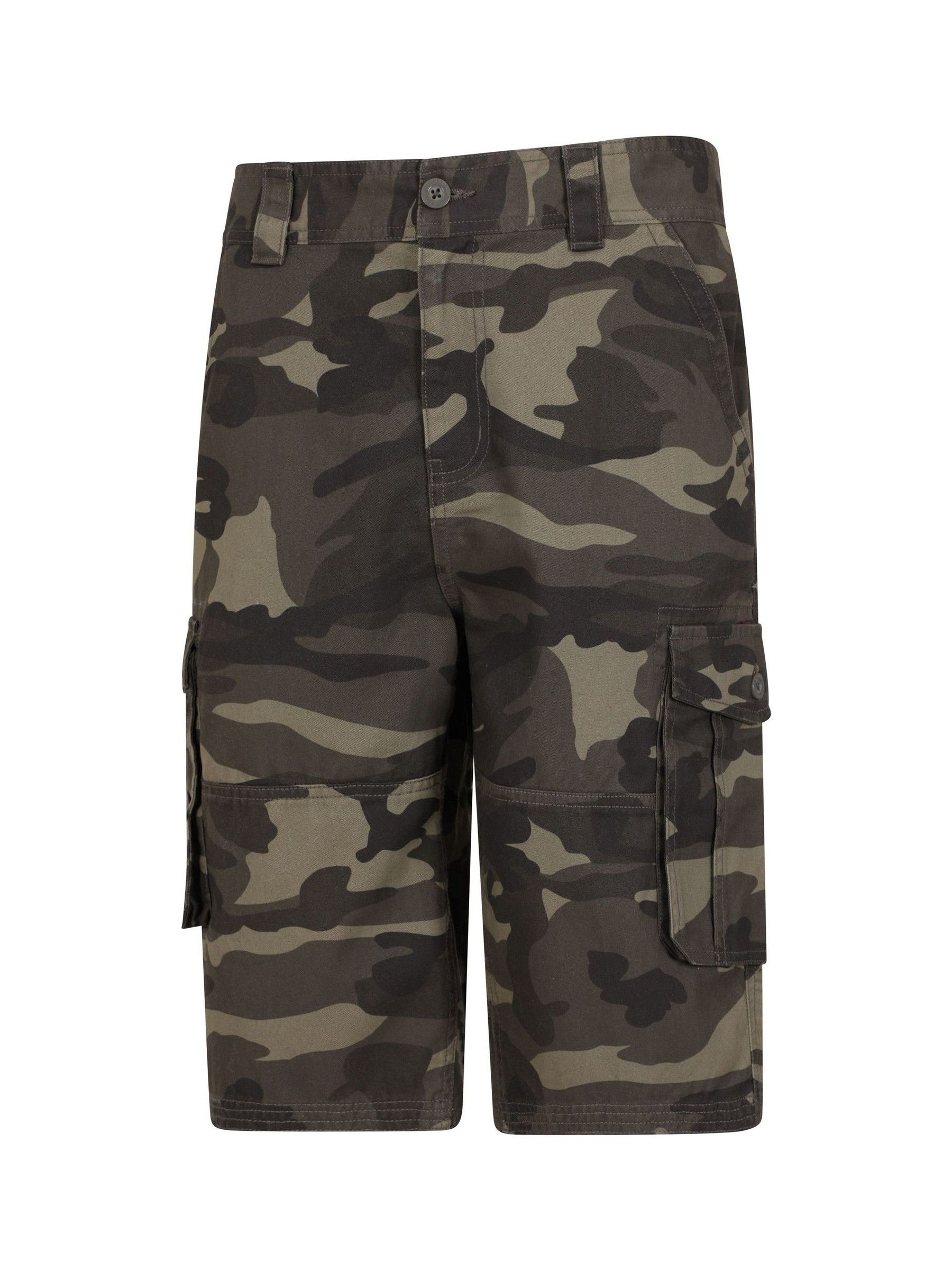 Groen - Mountain Warehouse - 100% katoenen dunne cargoshort met camouflageprint voor heren
