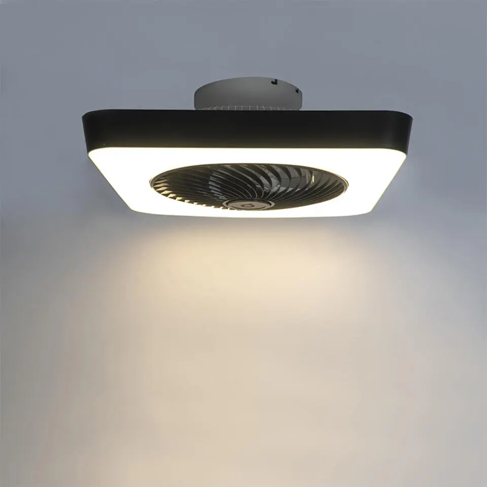 Qazqa Plafondventilator Climo - vierkant - B 55 cm - wit - zwart